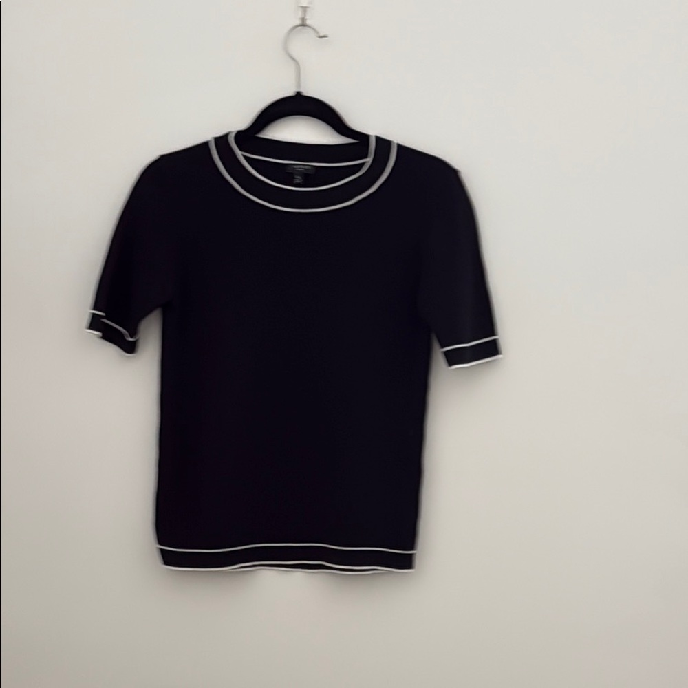 Talbots Black and White Fitted Short Sleeve T-Shirt